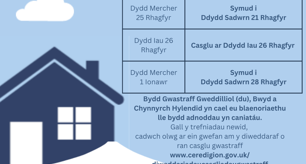 Gwasanaethau gwastraff Ceredigion dros cyfnod yr Ŵyl