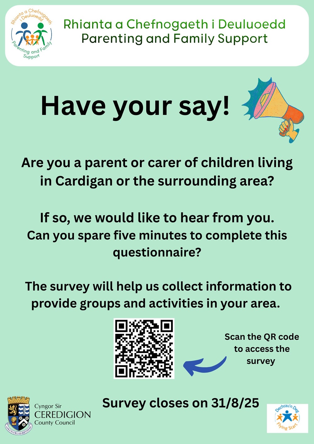 Expression of interest for parenting and children's groups in the Cardigan area.