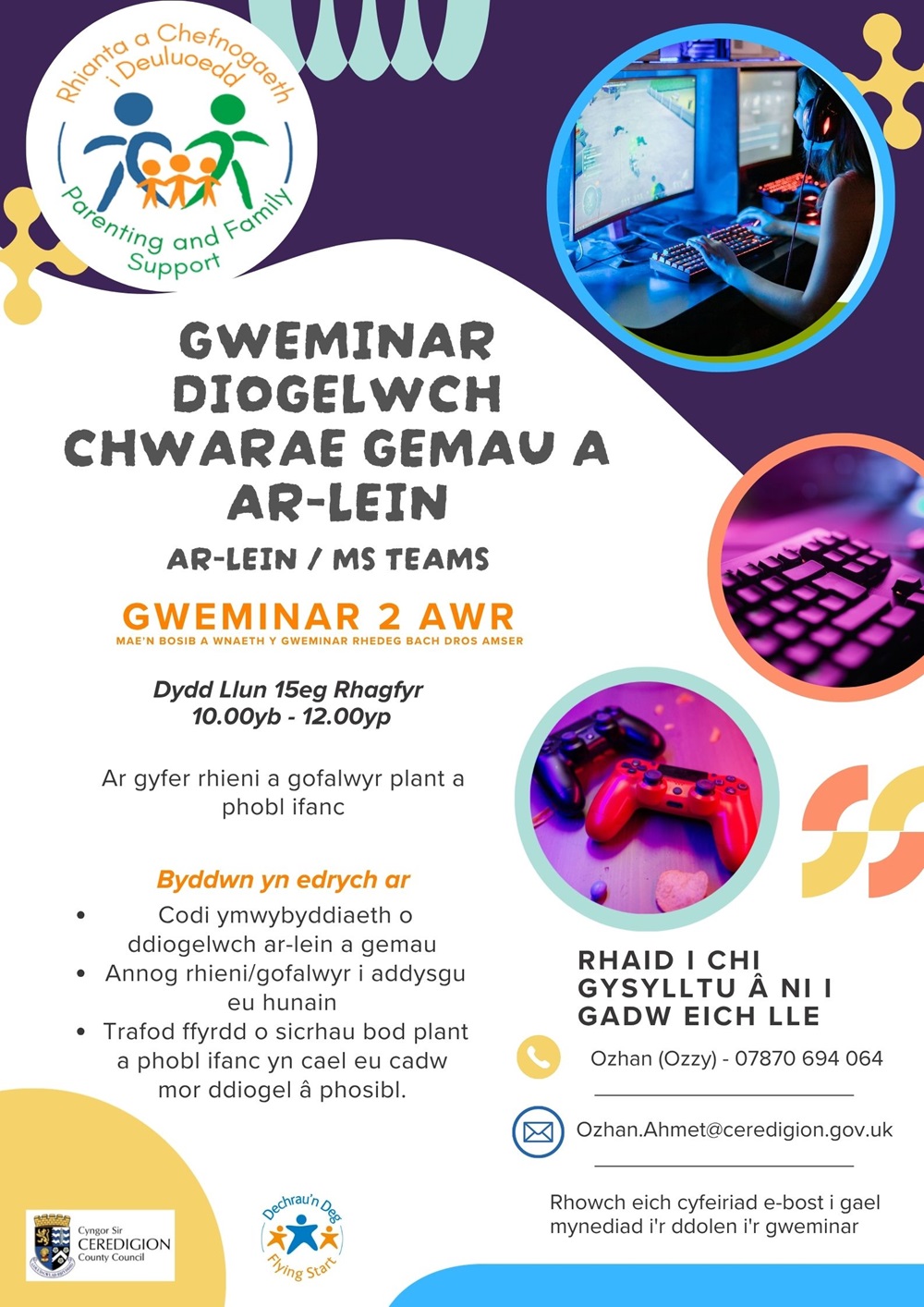 Gweminar Diogelwch Chwarae Gemau a Ar-lein