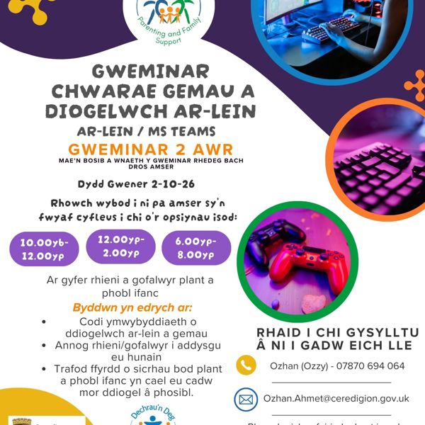 Gweminar Chwarae Gemau a Diogelwch Ar-lein