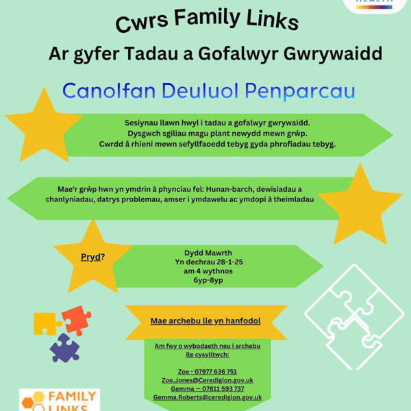 Cwrs Family Links ar gyfer Tadau a Gofalwyr Gwrywaidd